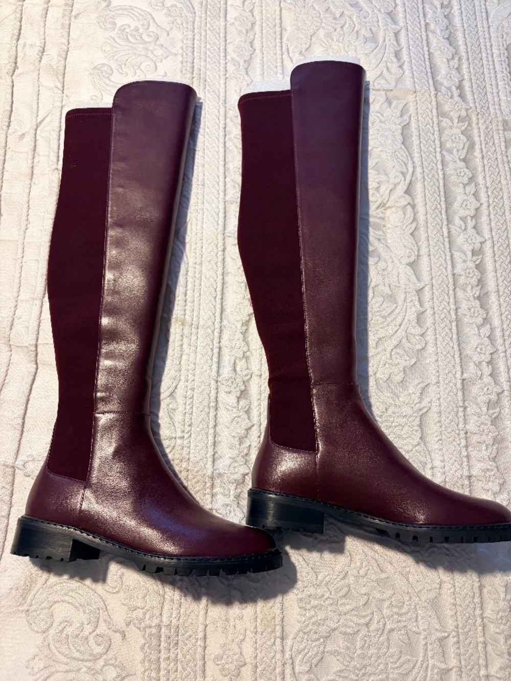 Stuart Weitzman City S4829 Burgundy OTK Boots Size 6